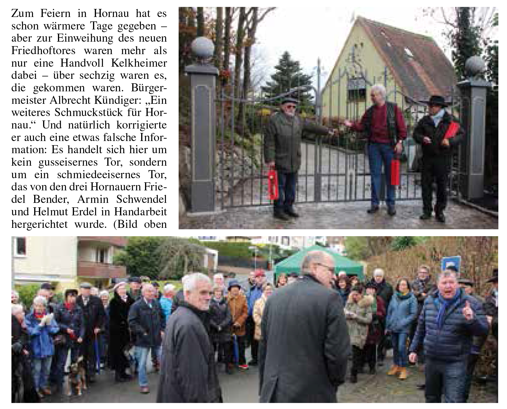Einweihung neues Friedhofstor Kelkheim-Hornau