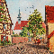 Gemälde von Alois Steyer: "Kapelle mit Linde und Fuhrwerk".
