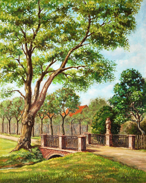 Gemälde von Alois Steyer: Hornauer Brücke mit Kirchenlänner.