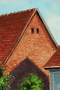 
            Haus Hahn in Hornau, Detail aus einem Gemälde von Alois Steyer