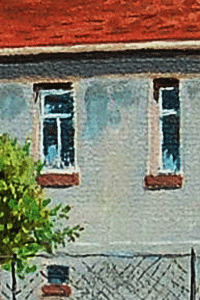 Fenster des Hauses der Familie Hahn, Details aus einem Gemälde von Alois Steyer