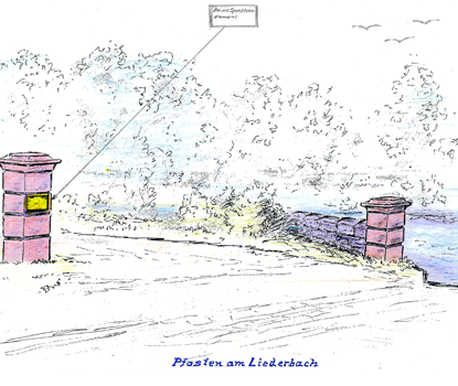 Historischer Pfosten am Liederbach